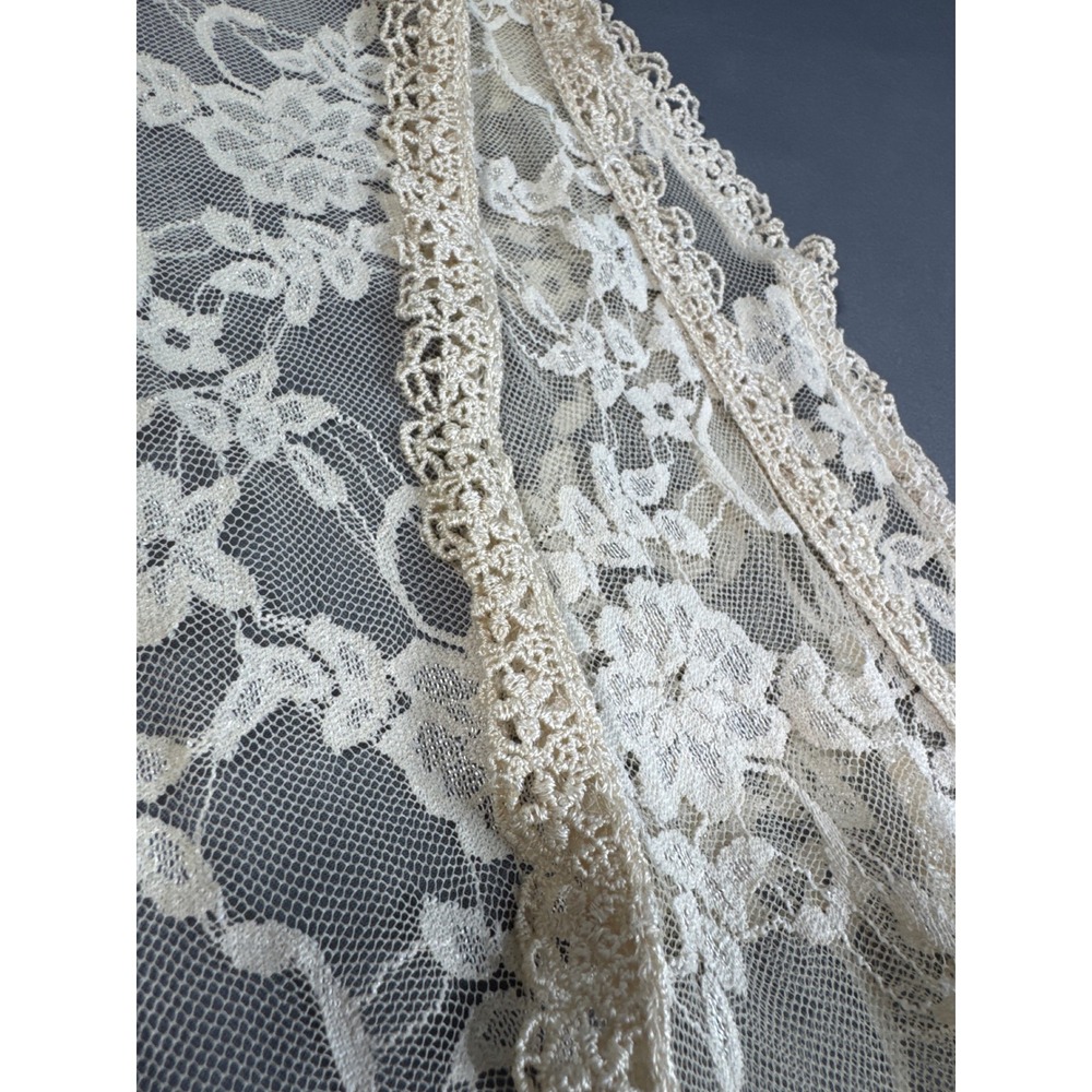 Love On A Hanger Cream Floral Lace Ruffle Trim Open Front Vest Small Boho Chic - Picture 6 of 10